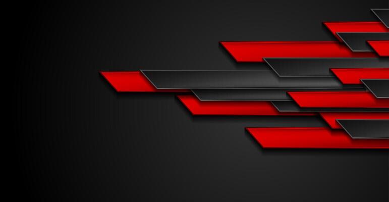 Red and black contrast stripes geometric tech abstract background