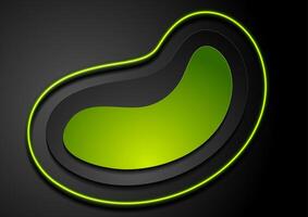 Black and green abstract geometric background with neon line vector