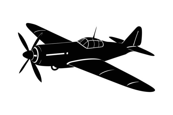 Vintage fighter plane silhouette art illustration.eps