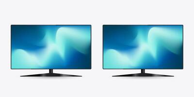 Group of two LED TV Screen Mockup with gradient blue screen. Two technology LED TV Screen Mockup in 3Ds. editable LED , illustration vector