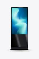 A mock up of modern LED TV Screen with gradient blue screen. and Vertical Led Display for technology LED Screen Mockup in 3Ds. editable LED , illustration vector