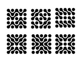 Set of abstract Metaball Icons. Geometric Icons with Dots and Shapes. Logo, Symbols, Network Design vector