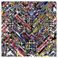 Abstract multicolored geometric shapes overlapping in a chaotic pattern. vector
