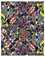 Abstract multicolored geometric pattern with overlapping shapes. vector