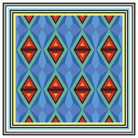 Geometric square pattern composed of red, blue, and yellow triangles, creating a colorful visual effect. vector