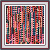 Abstract square scarf print pattern multicolor zigzag with a bordered frame. vector