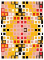 Colorful abstract print pattern with geometric shapes and symmetrical design. vector