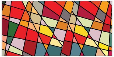 Abstract colorful geometric pattern with overlapping shapes in red, yellow, and gray tones. vector