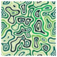 Abstract square green dot toned pattern with maze like shapes and dotted lines. vector