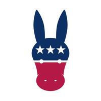 A minimalist symbol graphic design featuring the silhouette of a donkey, adorned with stars and stripes vector