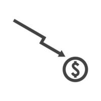 dollar down arrow chart icon design flat on white background vector