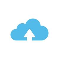 blue cloud upload icon symbol button flat design illustration vector