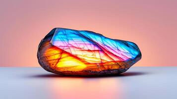 Close-Up of a Polished Labradorite Stone with Unique Patterns photo