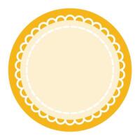Yellow and Cream Circular Frame with Elegant Scalloped Edge Sticker Layer Base Design vector