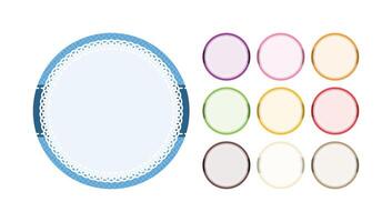 Set Of Simple Elegant Round Sticker Label Blank Background Templates with Lace Borders vector