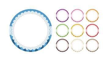 Set Of Classic Printable Blank Circular Stickers Background Element with Lace Patterns in Various Colors vector
