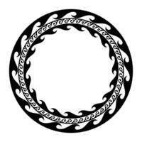 Monochrome round classic greek frame with ornament. Greek wave meander. Circle european border. Patterns of Greece, ancient Rome. Vitruvian wave. For card, textile, engraving, embroidery, porcelain vector