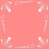 Abstract frame with pink background. Abstract background with filigre frame. Abstract border on pink background for your wedding invitation vector