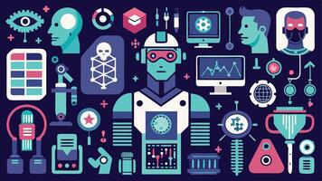 Flat Icons Silhouettes of Biohacking, Wearables, and DNA Splicing Tools vector