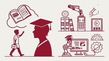 Education Innovation Icons Classroom, Robotics, Digital Learning vector