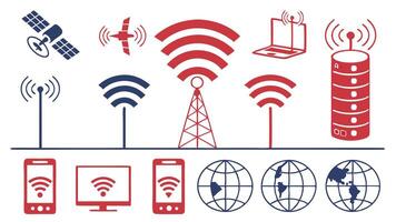 Global Connectivity Icons WiFi, Servers, IoT, Internet vector