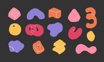 Set of hand drawn playful coloured abstract shapes vector