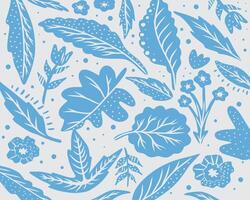 Leaf plant botanical nature exotic motif blue silhouette tropical pattern background layout fabric textile boho matisse print art editable vector