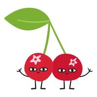Two little cranberries. Cute characters. Hand drawn illustration on white background. vector