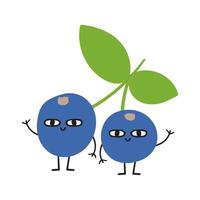 Two cute blackcurrant. Smiling and funny characters. Illustration on white background. vector