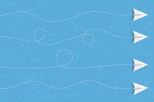 Four paper airplanes with different paths vector