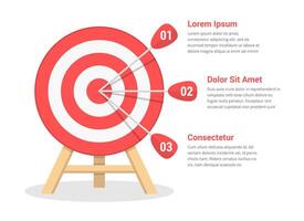 Red target with three arrows, infographics vector