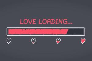Hand drawn progress bar with hearts, dark background vector