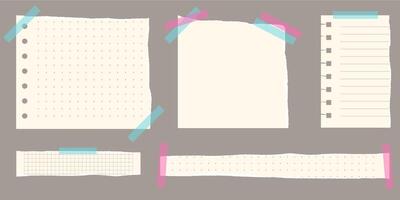 Paper scraps. Torn pieces of paper, with torn edges for notes, realistic torn pieces of blank note pages. illustration isolated vector
