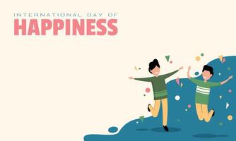 International Day of Happiness Template. People are having fun together vector