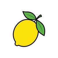 Fresh lemon with leaf illustration vector