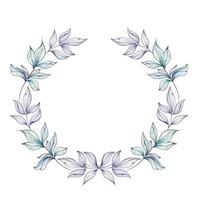 Soft green and purple leaves create a delicate wreath, perfect for adding a touch of elegance to any artistic project or design. vector