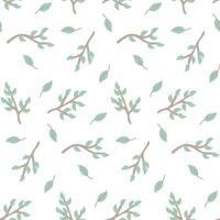 Seamless Pattern with Delicate Green Leaves and Tree Branches on a White Background for Nature-Themed Designs and Decoration vector