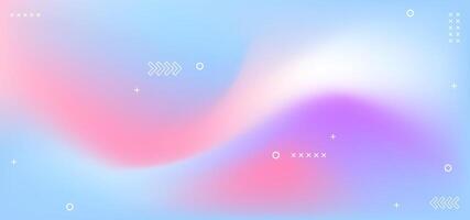 A gradient background with pink and blue colors. The background is filled with various shapes vector