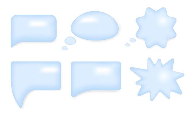 a set of light blue 3 D speech bubbles