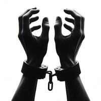 hands in handcuffs on white photo