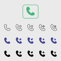 Call, Incoming Call, Cut call and add call icon set Background vector