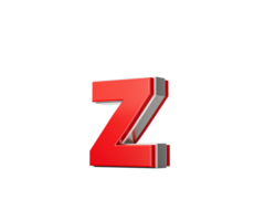 Vibrant Red Small Letter z Gleams With Its Sleek Metallic Design With Sharp Edges 3D Illustration png