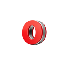 Vibrant Red Small Letter o Gleams With Its Sleek Metallic Design With Sharp Edges 3D Illustration png