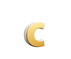 Shiny Golden Small Letter c Gleams With Its Sleek Modern Design With Sharp Edges 3D Illustration png