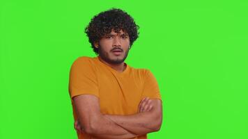 Offended sad indian man having frustrated after quarrel, fail, lose, ignores, does not want to talk video