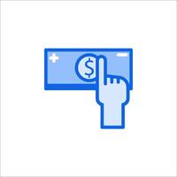 A hand pointing at a dollar bill icon vector