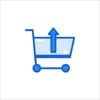 A shopping cart with an arrow pointing up vector