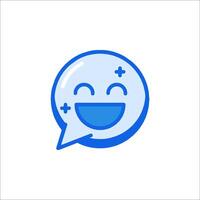 A smiley face icon with a blue background vector