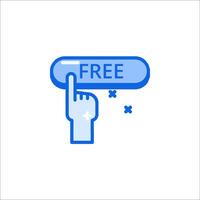 Free button with hand pointing to it vector