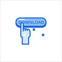 Download button icon with hand pointing to it vector